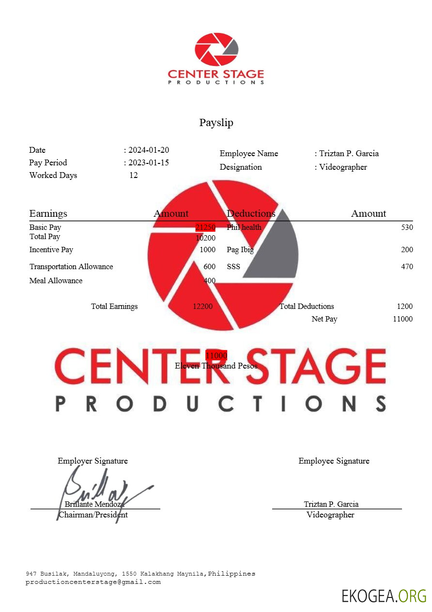 Modèle de fiche de paie de Center Stage Productions aux formats Word et PDF.pdf, 1